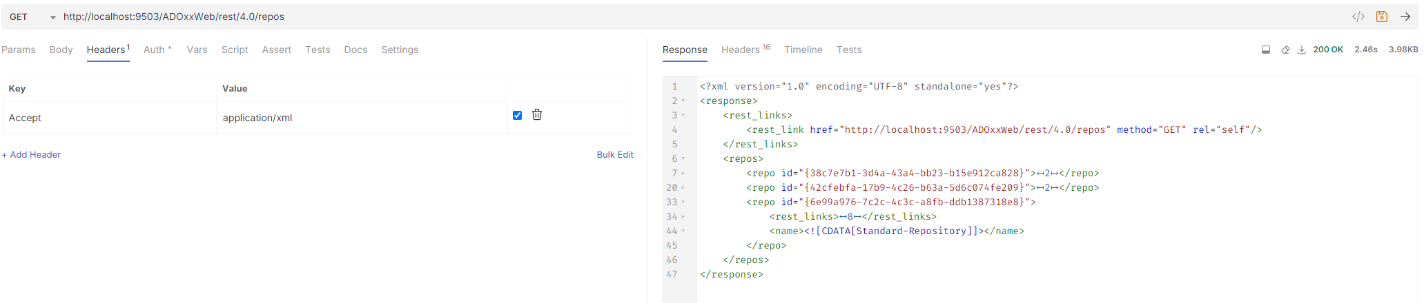 Result repositories in XML
